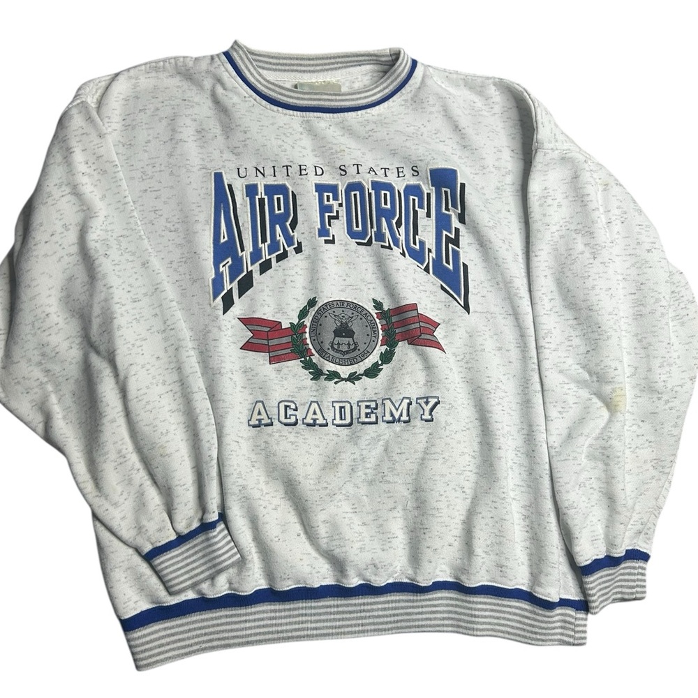 Vintage‎ USAF Air Force Academy Sweatshirt Gray Blue Crewneck Mens Size XL 90s